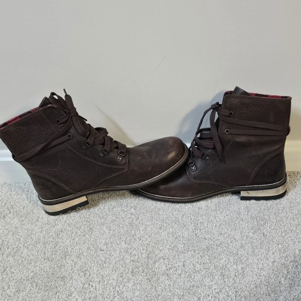 Kodiak Womens Waterproof Leather Lace-Up Boots Brown Plaid Lining Size 9.5 EU 41 - Picture 7 of 8